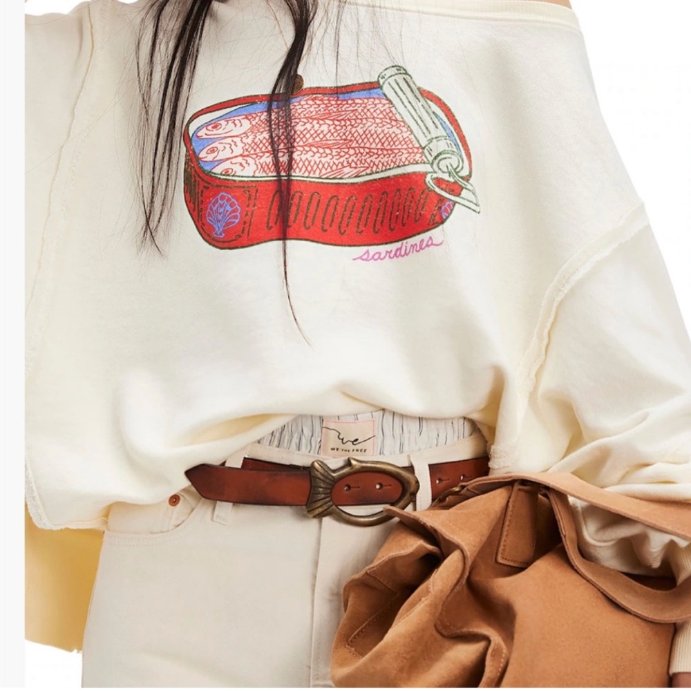 Free People Cream Sardine Graphic Camden 🌟